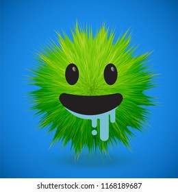 High-detailed 3D fur emoticon, vector illustration