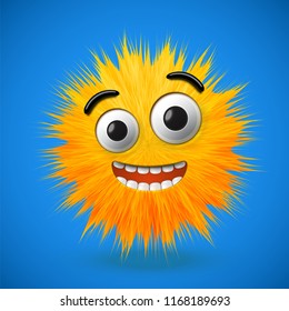 High-detailed 3D fur emoticon, vector illustration