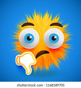 High-detailed 3D fur emoticon, vector illustration