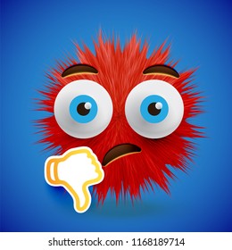 High-detailed 3D fur emoticon, vector illustration