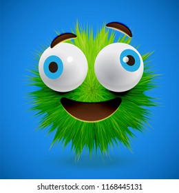 High-detailed 3D fur emoticon, vector illustration