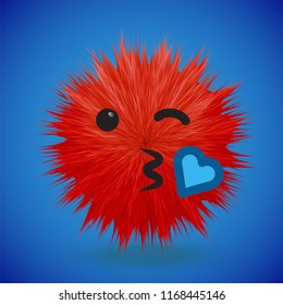 High-detailed 3D fur emoticon, vector illustration