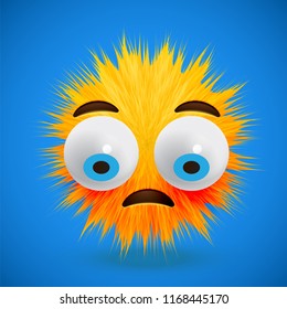 High-detailed 3D fur emoticon, vector illustration