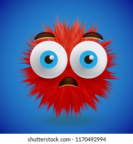 High-detailed 3D fur emoticon, vector illustration