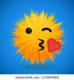 High-detailed 3D fur emoticon, vector illustration