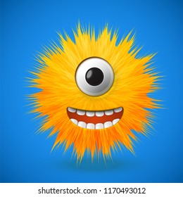 High-detailed 3D fur emoticon, vector illustration