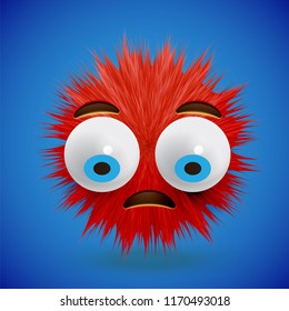 High-detailed 3D fur emoticon, vector illustration