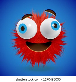 High-detailed 3D fur emoticon, vector illustration