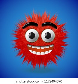 High-detailed 3D fur emoticon, vector illustration
