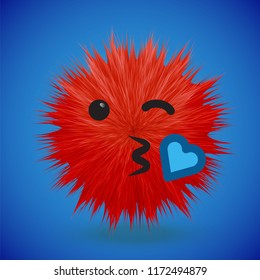 High-detailed 3D fur emoticon, vector illustration
