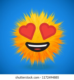 High-detailed 3D fur emoticon, vector illustration