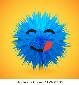 High-detailed 3D fur emoticon, vector illustration