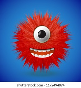 High-detailed 3D fur emoticon, vector illustration