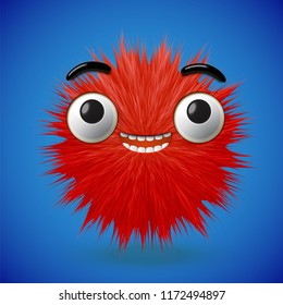 High-detailed 3D fur emoticon, vector illustration