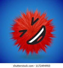 High-detailed 3D fur emoticon, vector illustration