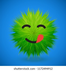 High-detailed 3D fur emoticon, vector illustration