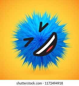 High-detailed 3D fur emoticon, vector illustration