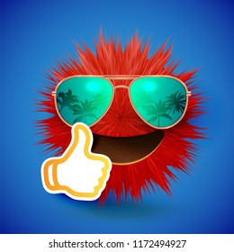 High-detailed 3D fur emoticon, vector illustration