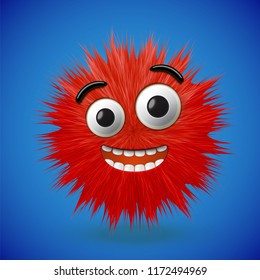High-detailed 3D fur emoticon, vector illustration