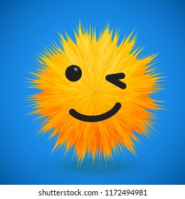 High-detailed 3D fur emoticon, vector illustration