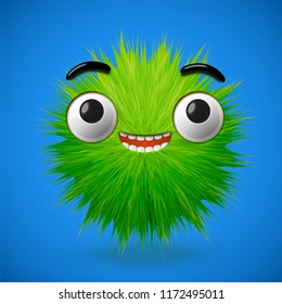High-detailed 3D fur emoticon, vector illustration