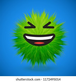 High-detailed 3D fur emoticon, vector illustration