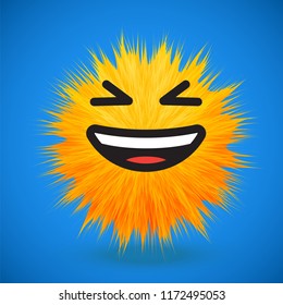 High-detailed 3D fur emoticon, vector illustration