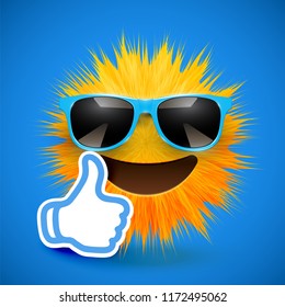 High-detailed 3D fur emoticon, vector illustration