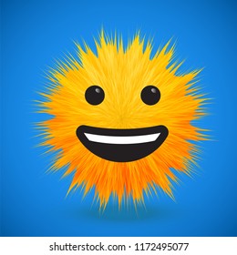 High-detailed 3D fur emoticon, vector illustration