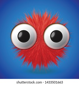 High-detailed 3D fur emoticon, vector illustration
