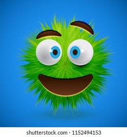High-detailed 3D fur smile emoticon, vector illustration
