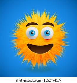 High-detailed 3D fur smile emoticon, vector illustration