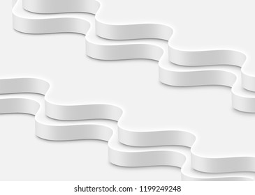 High-detailed abstract white waves, vector illustration