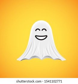 High-detailed cute ghost emoticon, vector illustration