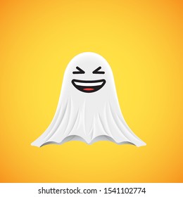 High-detailed cute ghost emoticon, vector illustration