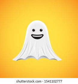 High-detailed cute ghost emoticon, vector illustration