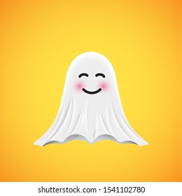 High-detailed cute ghost emoticon, vector illustration