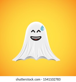 High-detailed cute ghost emoticon, vector illustration