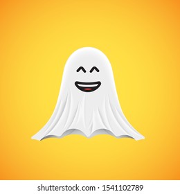 High-detailed cute ghost emoticon, vector illustration