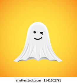 High-detailed cute ghost emoticon, vector illustration