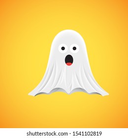 High-detailed cute ghost emoticon, vector illustration