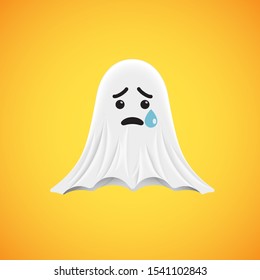 High-detailed cute ghost emoticon, vector illustration