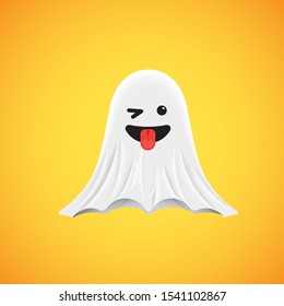 High-detailed cute ghost emoticon, vector illustration