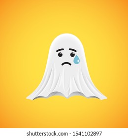 High-detailed cute ghost emoticon, vector illustration