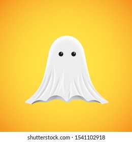 High-detailed cute ghost emoticon, vector illustration