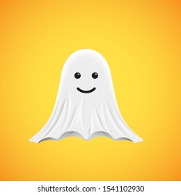 High-detailed cute ghost emoticon, vector illustration