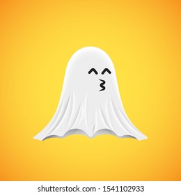 High-detailed cute ghost emoticon, vector illustration