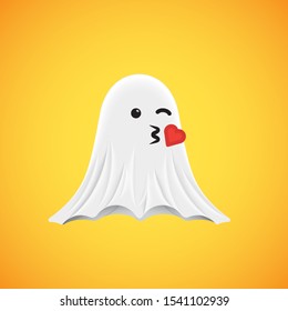 High-detailed cute ghost emoticon, vector illustration