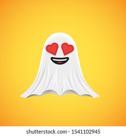 High-detailed cute ghost emoticon, vector illustration