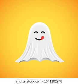 High-detailed cute ghost emoticon, vector illustration